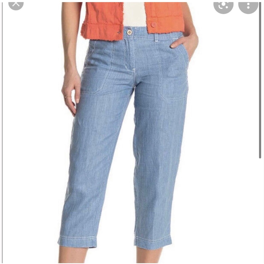 Tommy Bahama Light Blue Linen Cropped Pants